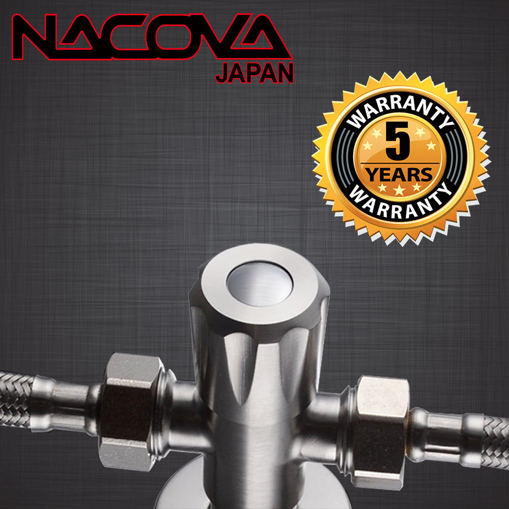 NACOVA SUS304 Stainless Steel Quarter Turn Angle Valve 1/2-Inch IPS 3-Way T-Valve