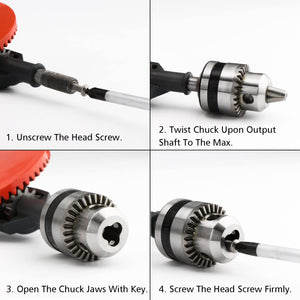 Hand Drill Manual, Hand Drill Rotary Cranking Handle 3/8 inch Chuck 3 Jaw