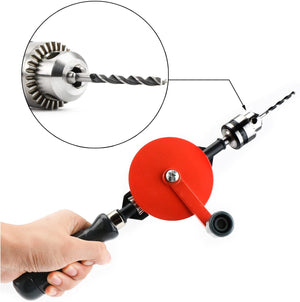 Hand Drill Manual, Hand Drill Rotary Cranking Handle 3/8 inch Chuck 3 Jaw