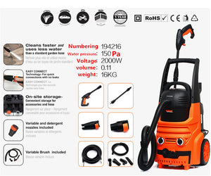 2IN1 Car Wash Machine Portable High Pressure Washer 2000W  & Vacuum Cleaner