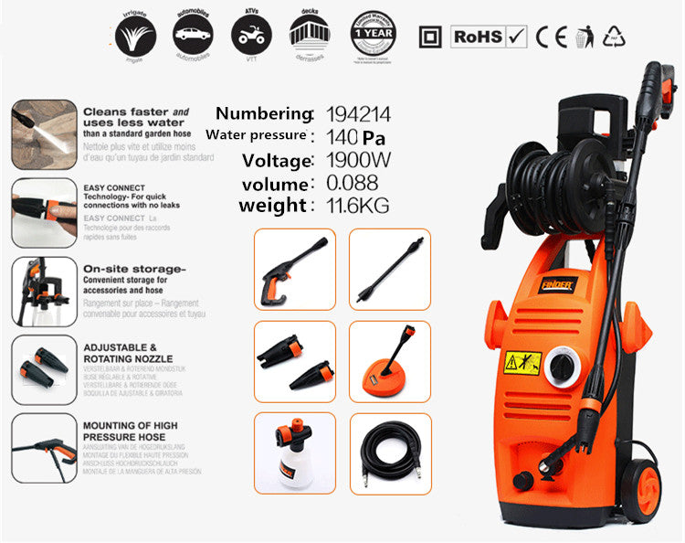 HEAVY DUTY Pressure Washer Nettoyeur Haut Pression 1900W