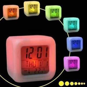 LED LCD 7 Colourful Digital Alarm Clock Shining Light LCD Digital Alarm Clocks with Snooze Time Table Alarm Clock