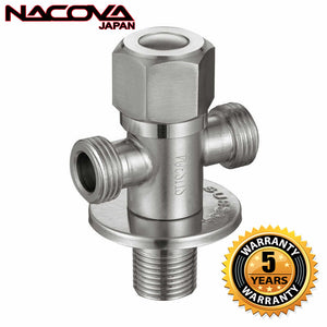 NACOVA SUS304 Stainless Steel Quarter Turn Angle Valve 1/2-Inch IPS 3-Way T-Valve