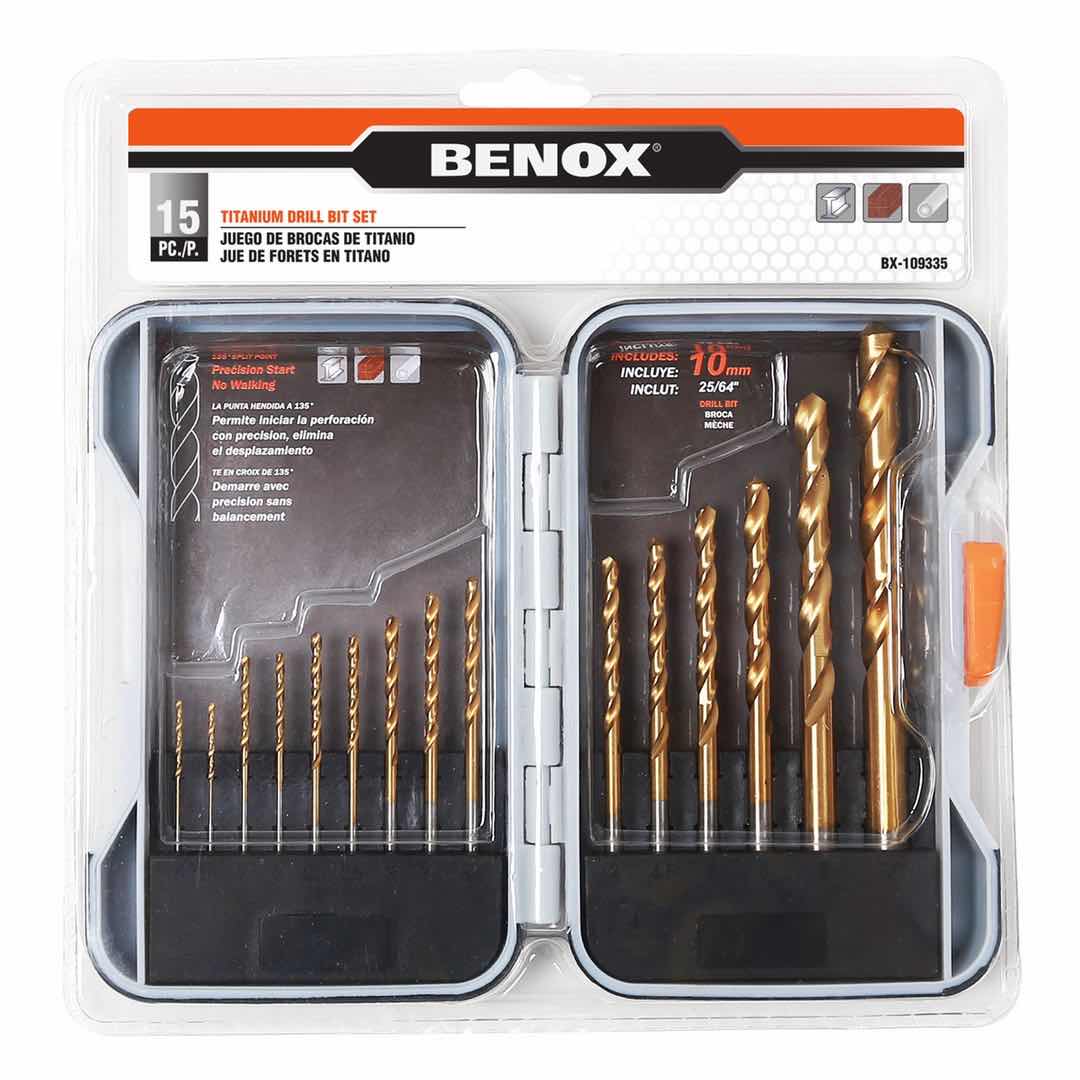 HIGH QUALITY Twist Metal Titanium Drill Bit Set 15 Pieces Bits Kit in a Durable Storage Box