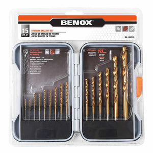 HIGH QUALITY Twist Metal Titanium Drill Bit Set 15 Pieces Bits Kit in a Durable Storage Box