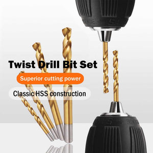 HIGH QUALITY Twist Metal Titanium Drill Bit Set 15 Pieces Bits Kit in a Durable Storage Box