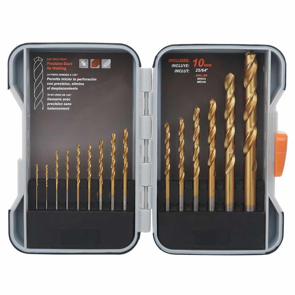 HIGH QUALITY Twist Metal Titanium Drill Bit Set 15 Pieces Bits Kit in a Durable Storage Box