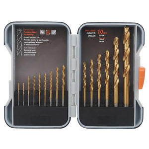 HIGH QUALITY Twist Metal Titanium Drill Bit Set 15 Pieces Bits Kit in a Durable Storage Box